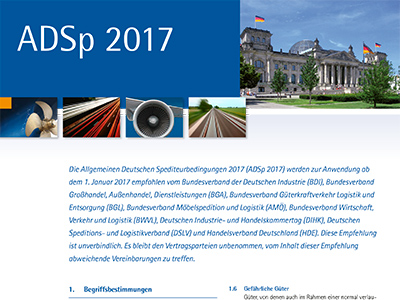 Wir arbeiten ab sofort nur noch auf Grundlage der ADSp 2017!